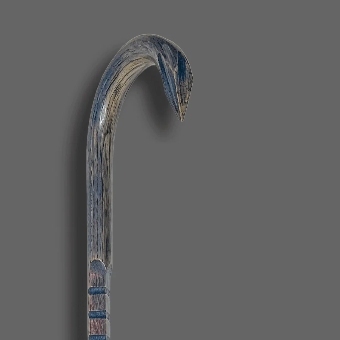 The Bluegrass Crook — Blue-Stained Oak · Crook Handle
